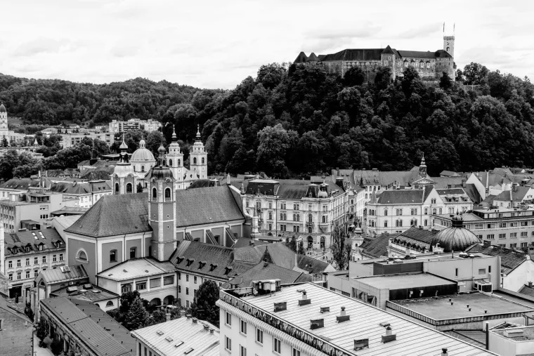 View over Ljubljana toward Ljubljana Castle